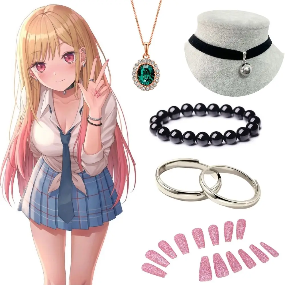 Kitagawa Marin Earrings Necklace My Dress Up Darling Cosplay Accessories Nail Art Bracelet Rings Halloween Costume Accessories