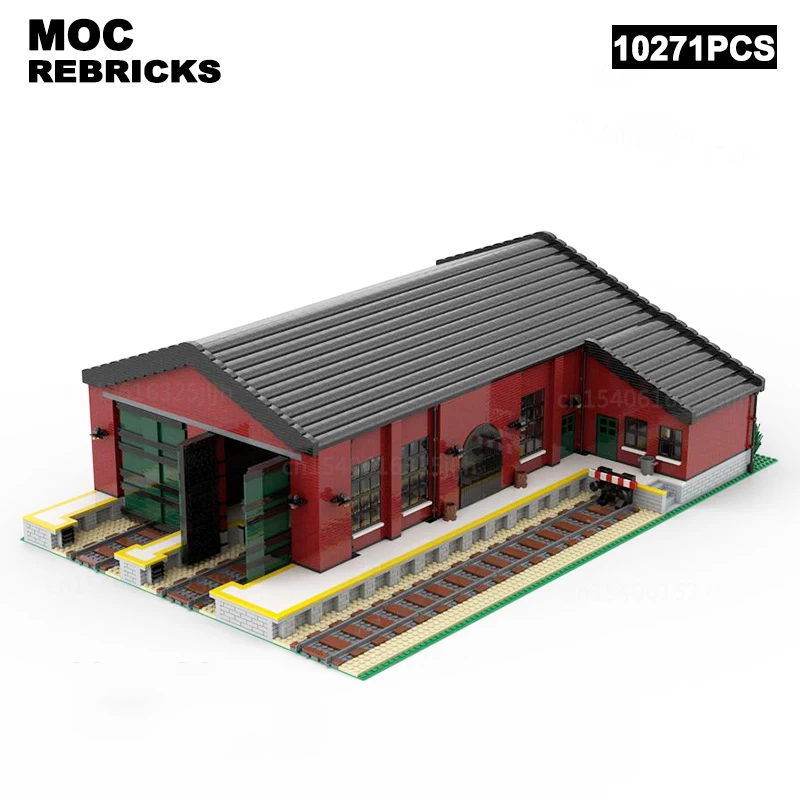 UCS Famous Modern Architecture Engine House MOC Building Blocks Locomotive Warehouse  Assembly Technology Bricks Collection Toys