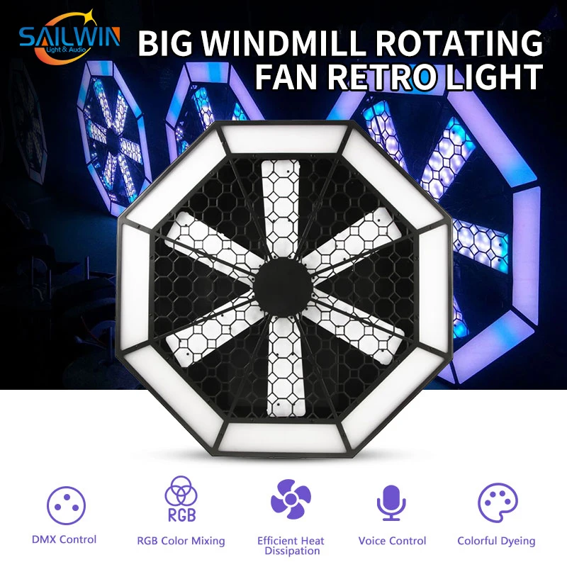 Sailwin Stage Lighting Retro Background Lights Windmill Rotating RGB Fan Backdrop DMX Disco Club StageDecoration effect lights