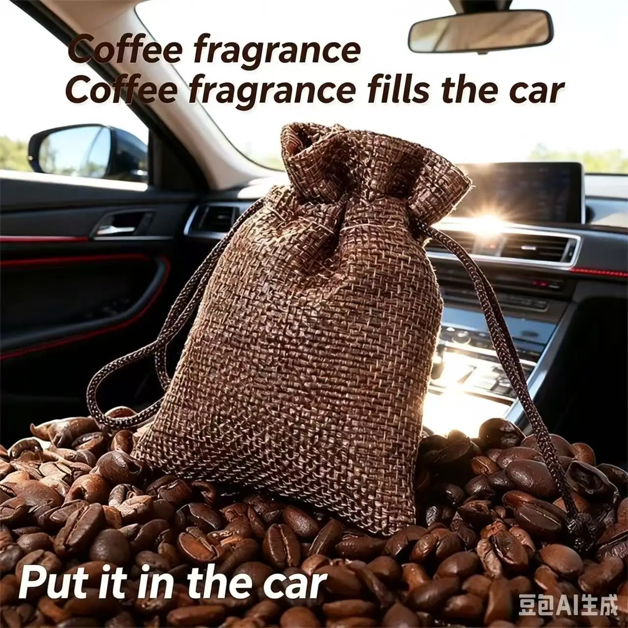 Coffee Bean Car Air Freshener Sachet - Natural Coffee Scent Odor Eliminator,  Long-Lasting Fragrance for Car, Closet & Home