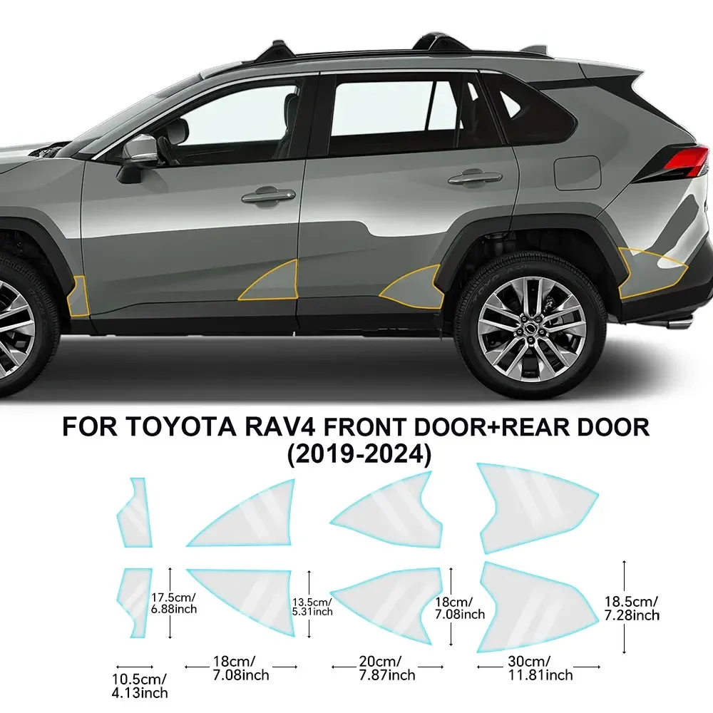 Pfcc-車のドアの三角形の保護フィルム,フロントヘッドライト,プレカット塗装,引っかき傷に強い,透明,8.5mil,トヨタrav4 2019-2024