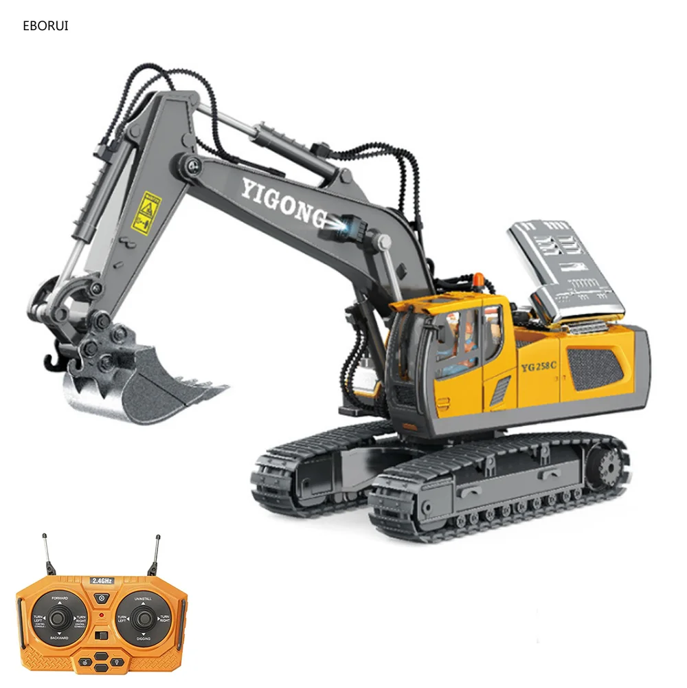 

EBORUI BC1043 RC Excavator Car 2.4Ghz 11CH 1:20 RC Construction Truck Simulated Excavator with Light and Music Gift Toy for Kids