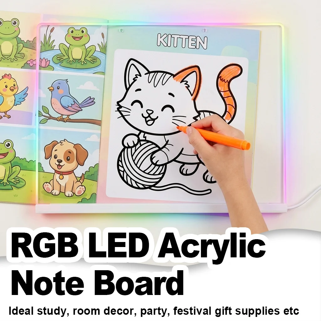 led-note-board-with-colors-acrylic-dry-erase-board-light-up-drawing-board-for-kids-rgb-message-board-stand-pens-usb-powered-gift