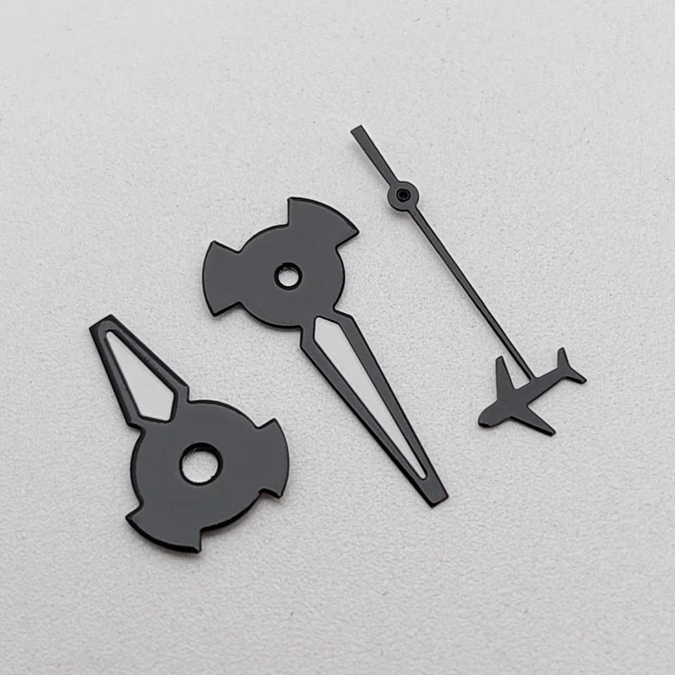 NH35 Black Watch Hands Airplane Shape Second Hand Green Luminous Three Pointer Watch Accessories for NH35/ NH36 Movement