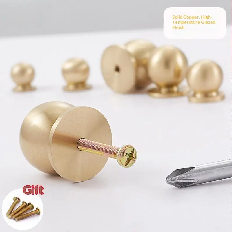 【BA】Brass Round Cabinet Knob Single Hole Solid Drawer Pull Matte Antique Bronze Multi Size Knob For Furniture Wardrobe Cupboard