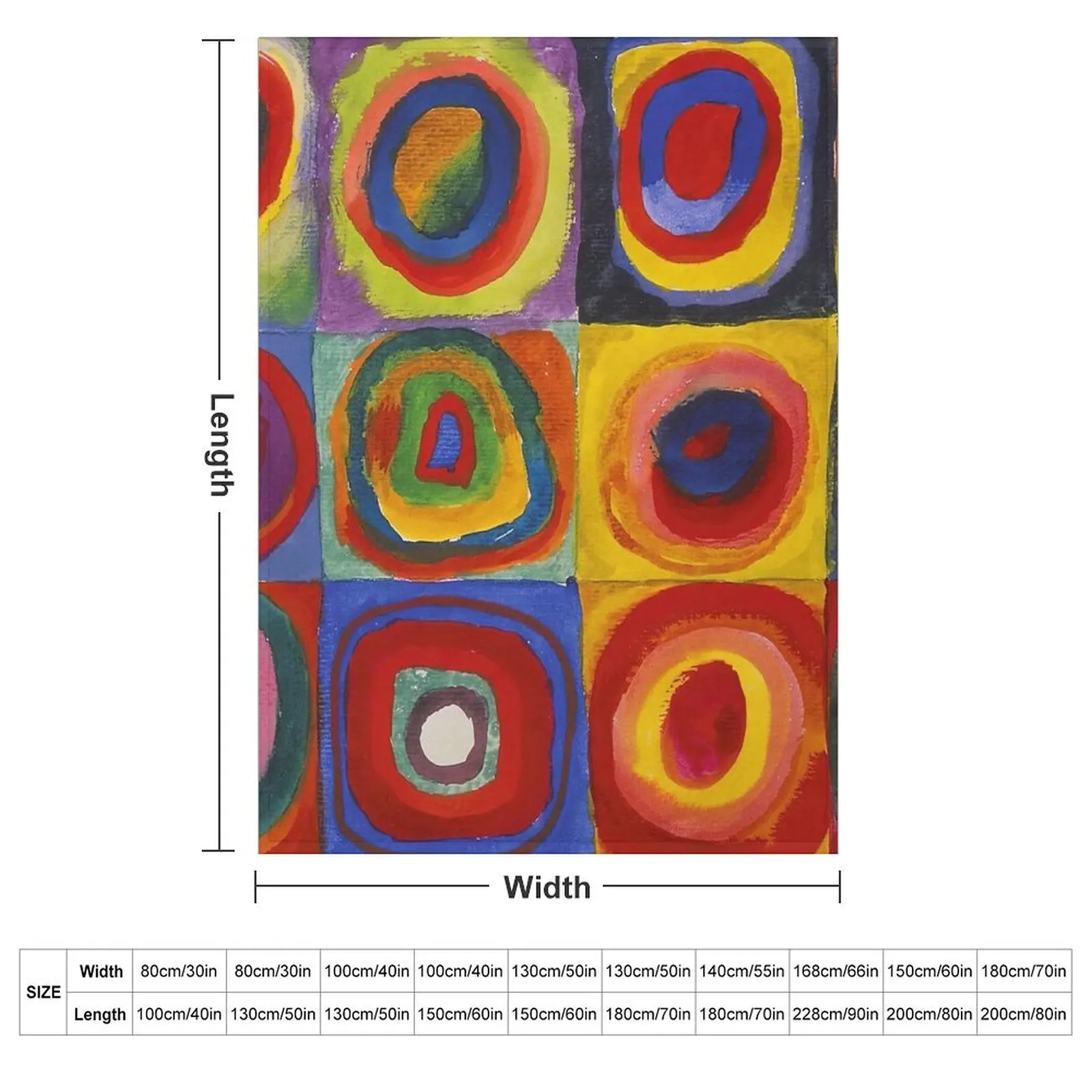Wassily Kandinsky Color Study Squares with Concentric Circles Throw Blanket Softest Custom Soft Plush Plaid Blankets