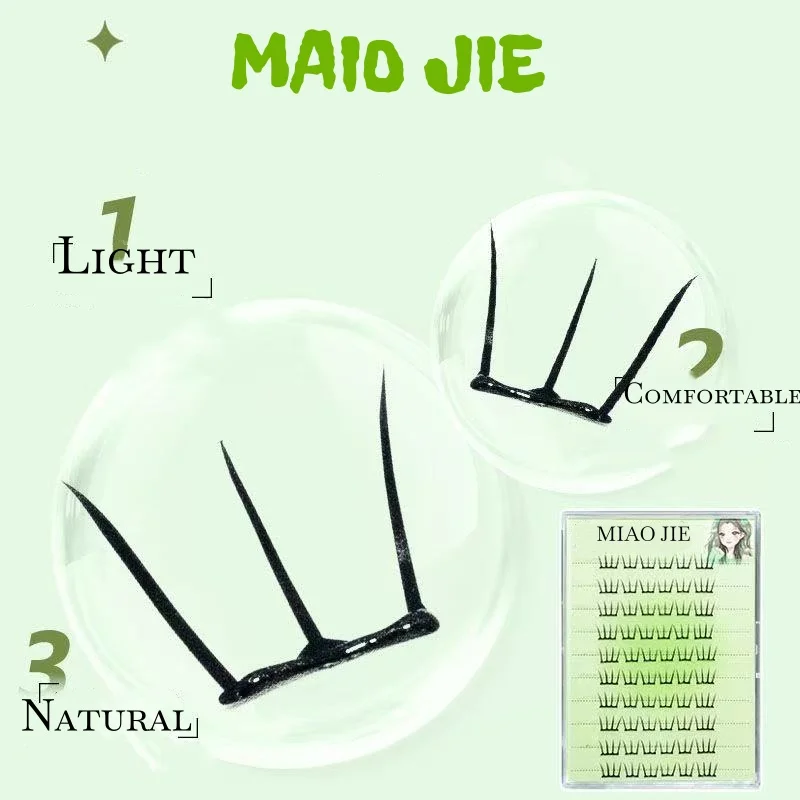MIAOJIE Estensioni delle ciglia di moda fai da te Senza colla Stile coreano Ragazza Gruppo ciglia Segmentate Ciglia finte lunghe naturali autoadesive