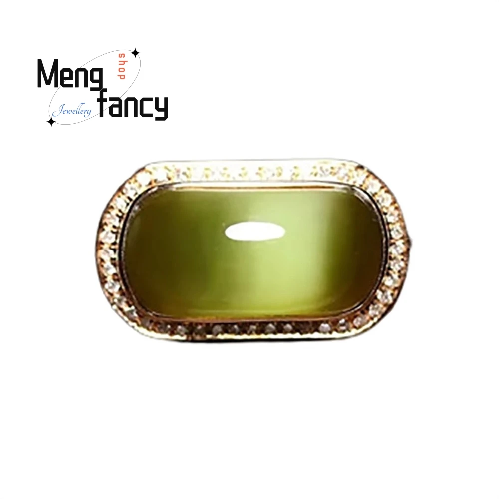 

Silver Jasper Gold Cat's Eye Women's Ring Exudes A High-end Elegant And Luxurious Charm Fashion Exquisite Elegant Jewelry Luxury