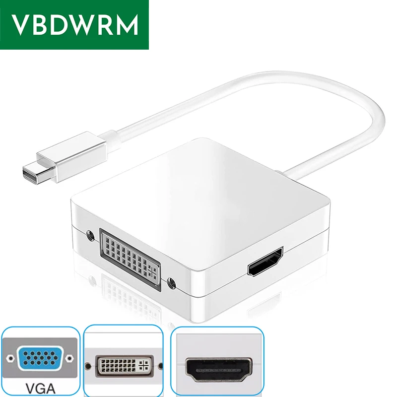 Mini DisplayPort zu HDMI VGA DVI Adapterkabel für Apple Macbook Pro Air Mini iMac Thunderbolt 1/2 Port Kompatibel