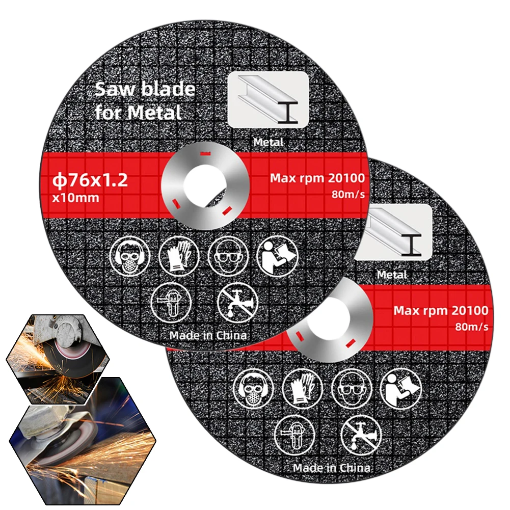 2 szt. 76mm 3 cale wewnętrzna 0.4 cala tarcza tnąca okrągła żywica tarcza szlifierska brzeszczot szlifierka kątowa sprzęt do cięcia stali
