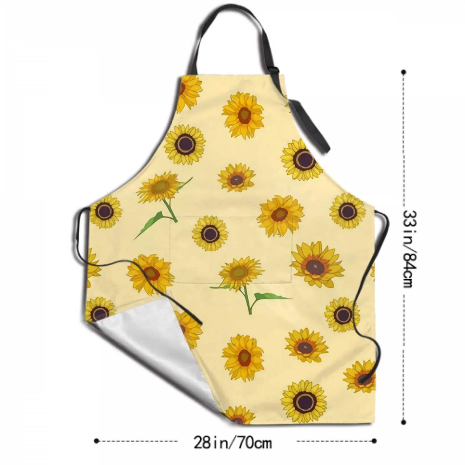 Sunflowers Waterproof Apron with 2 Pockets Kitchen Chef Aprons Bibs for Grooming Cooking Baking Painting Gardening