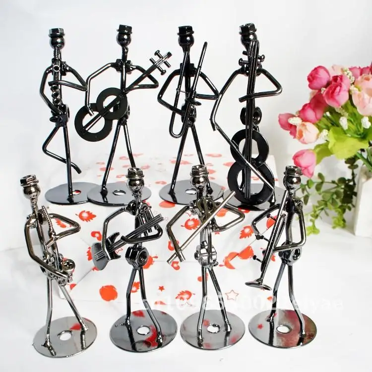 

Iron Musician Model Set - 8-Piece Metal Crafts Band Sculpture Home Decor for Men & Women Modern Minimalist Style Gif