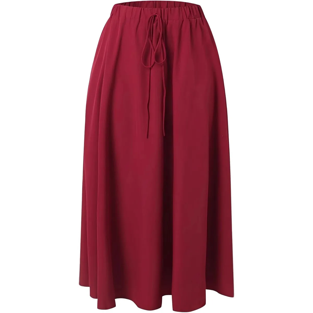 تنورة نسائية متوسطة الطول على شكل حرف A مع كيت مزدوجة وطبعة زهور وخصر مطاطي، تنورة صيفية غير رسمية للحديقة