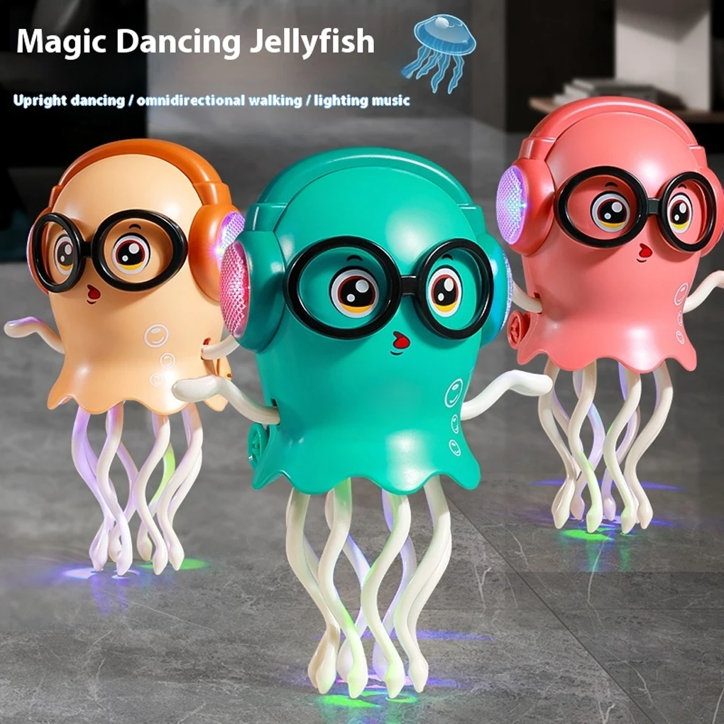 Dancing Jellyfish Toys for Kid Automatic Obstacle Avoidance Crawling Walking Electric Jellyfish with Light Music Christmas Gifts