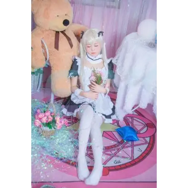 애니메이션 요스가 노 소라 카스가노 소라 코스프레 코스튬, 메이드 앞치마, 원피스 유니폼, 원피스 앞치마, 오버슬리브 목걸이, 모자