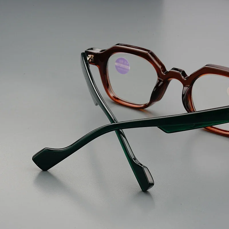 Neue modische polygonale Lesebrille, Retro-Rahmen, blau blockierend, winddicht, leicht, Outdoor-Brille für Damen und Herren – Detail 4