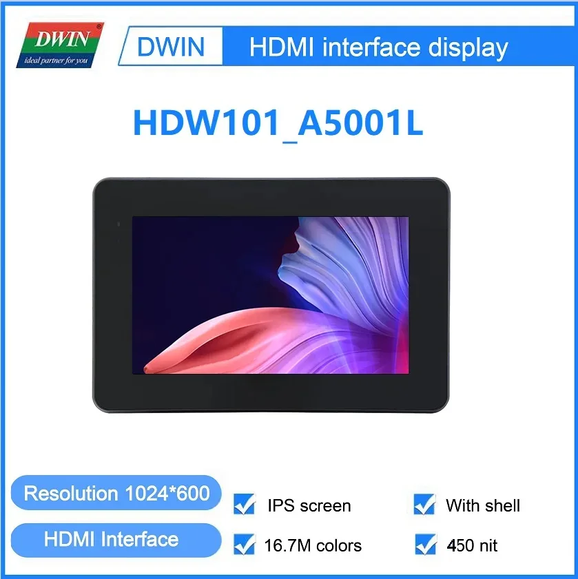 

10.1 Inch 1024xRGBx600 IPS Screen Capacitive Touch Panel HDMI Multimedia Display Suitable for Windows Raspberry Linux