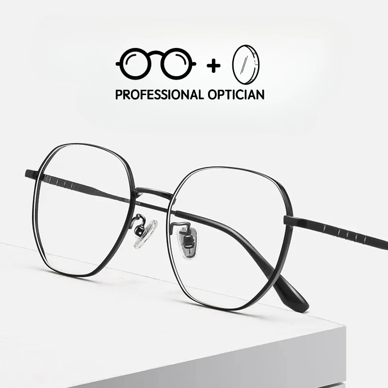 

Polygon Retro Ultra Light Pure Titanium Myopia Hyperopia Astigmatism Anti Blue Light Prescription Optical Glasses