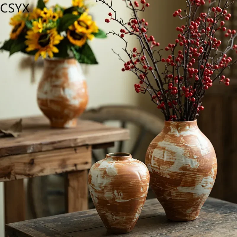 

New Chinese Retro Zen Ceramic Vase - Elegant Indoor Tabletop Home Decorative Ornament - Exquisite Bedroom Decoration