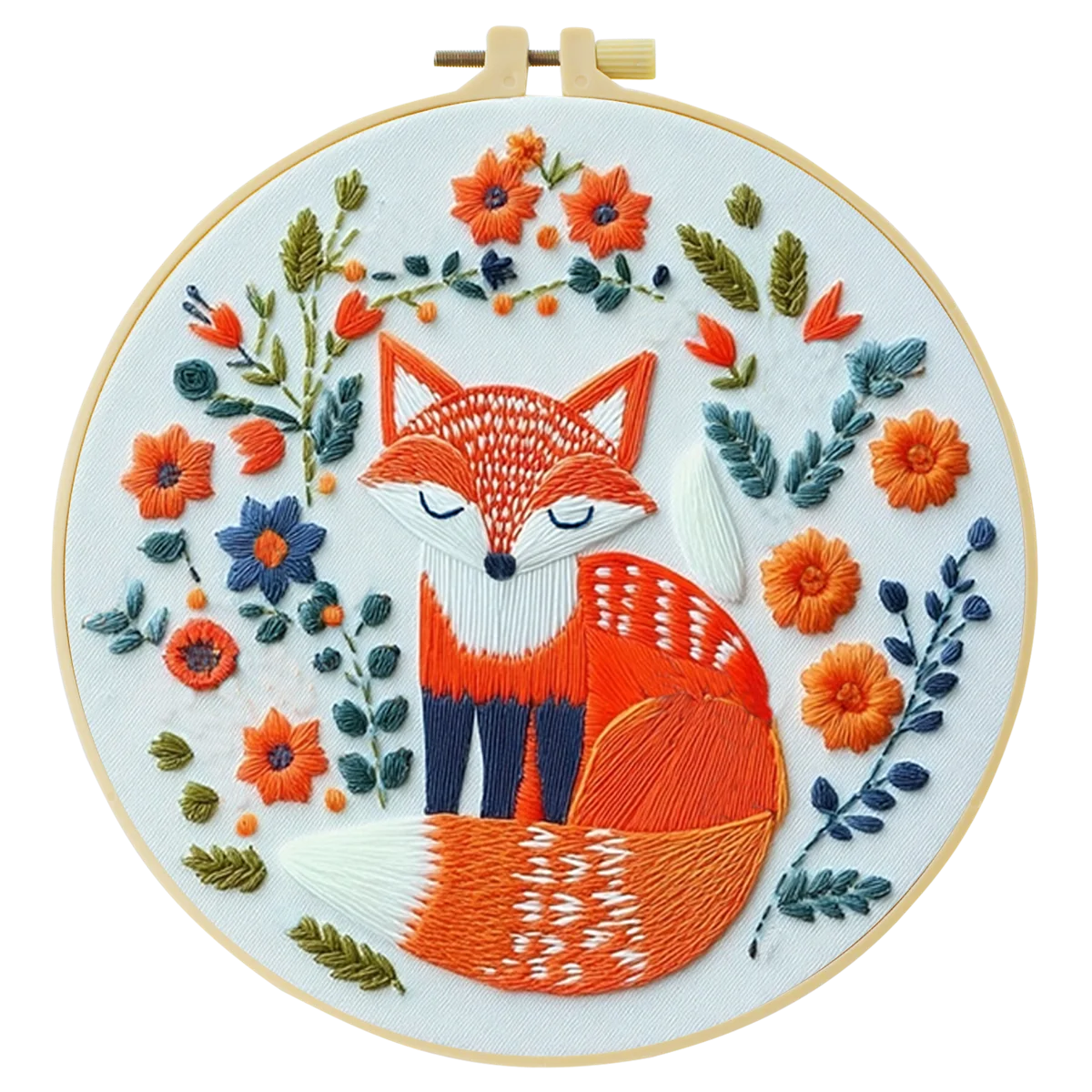 1 Stück 20X20CM/15X15CM 7,87/6,3 Zoll Fuchs-Stickerei-Starter-Kit DIY-Kit DIY-Stickerei-Set Handarbeiten Nähkunst Heimdekoration – Detail 5