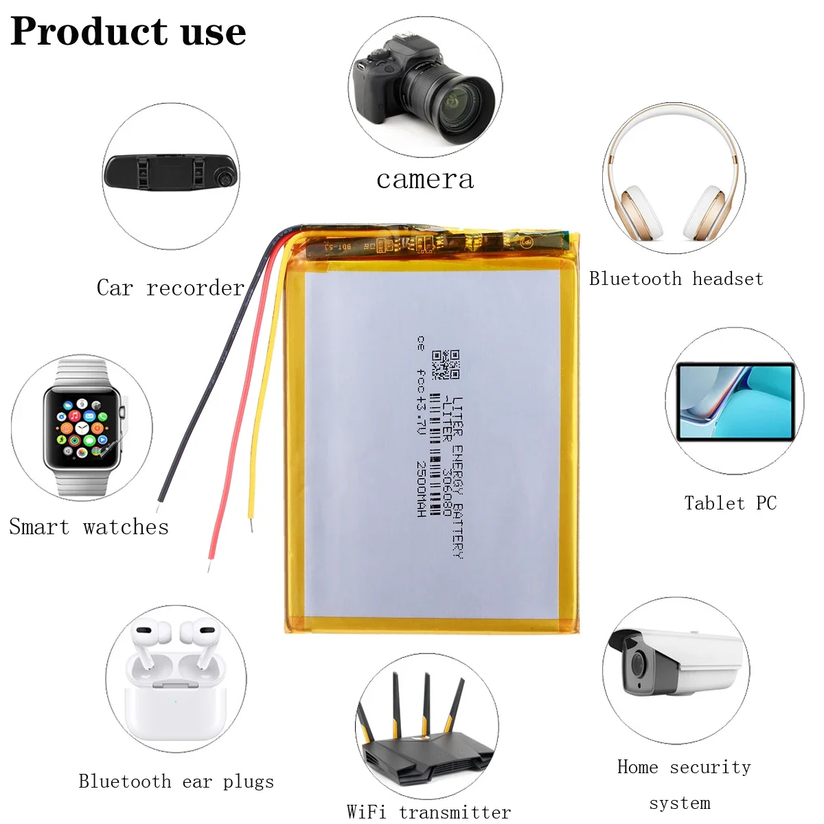 Polymer lithium battery 306080 3.7v 2500 mah love landing PDA smart tablet computer 3.7 v polymer 3 line