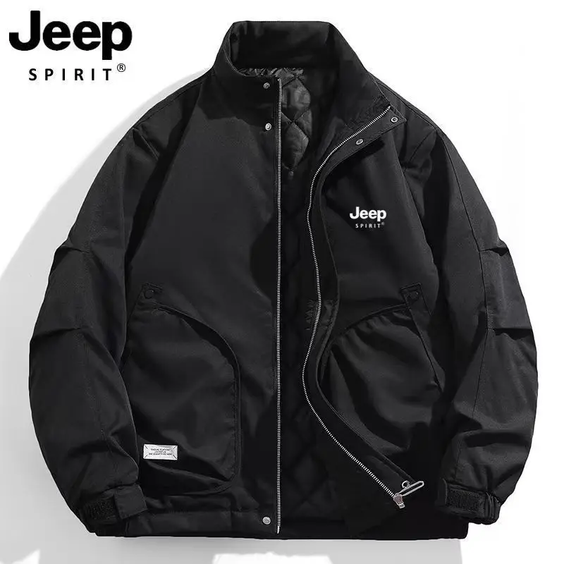 JEEP 2026 new men's coat loose autumn and winter new thick workwear flight suit plus size stand up collar jacket