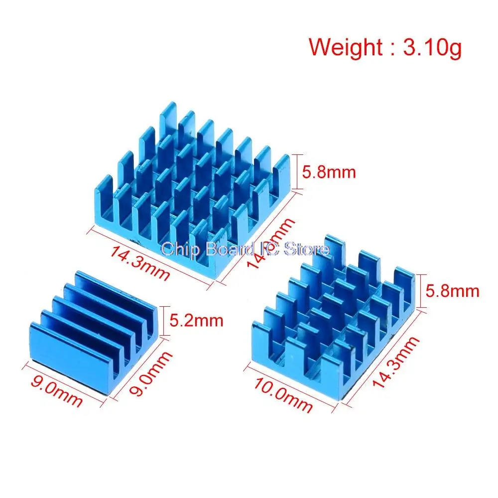 Untuk Raspberry Pi 4 penyerap panas 3 buah Raspberry Pi 4B aluminium Heatsink Radiator Kit pendingin pendingin untuk Raspberry Pi 4 Model B