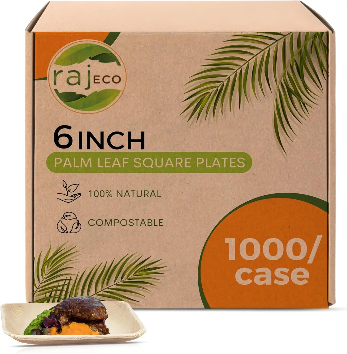 Raj Palm Leaf Plates [50-Pack] 6