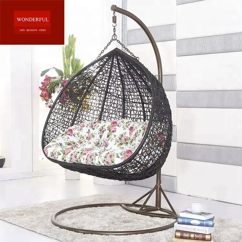 Factory Direct-sale Handmade Rattan Woven Modern Casual Waterproof Sun-protective Outdoor Double-person Hanging Swing Chair