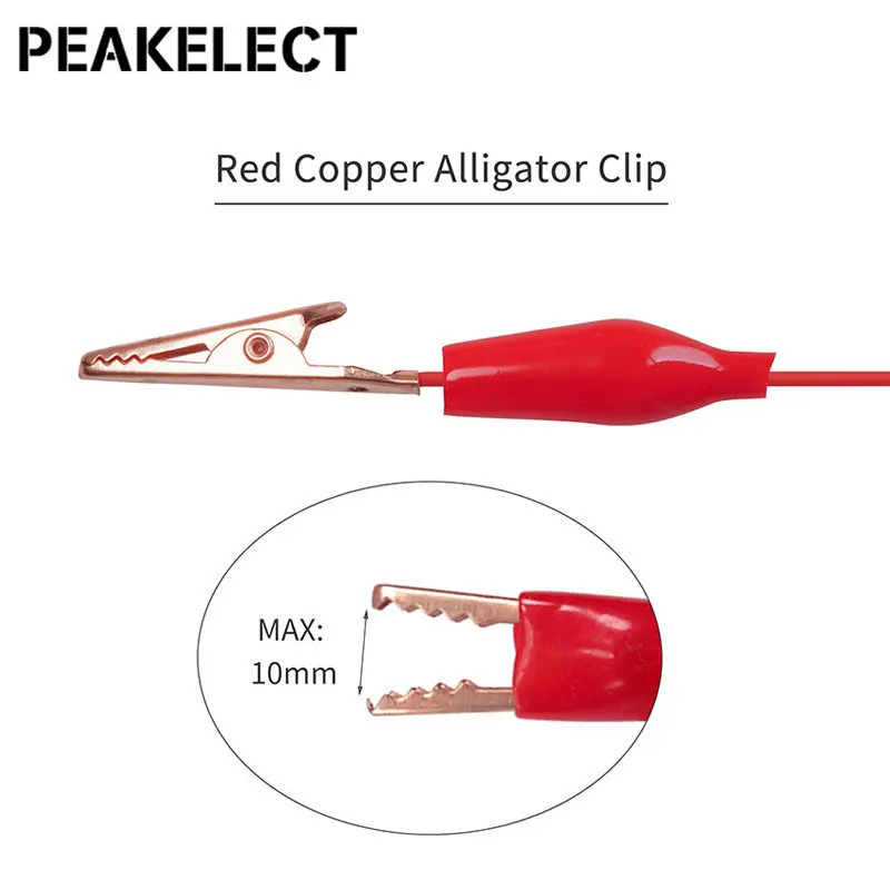 Peakelect-cables de prueba para multímetro, Cable de prueba duradero para multímetro de 1M, 5 piezas, 4mm, enchufe Banana apilable a pinza de cocodrilo de cobre rojo, P1044