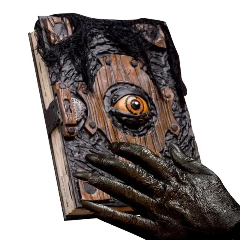 Book Of The Damned Halloween Decor Realistic Necronomicon Book Witch Decoration Horror Sculpture Prop Art Charm Eye Halloween