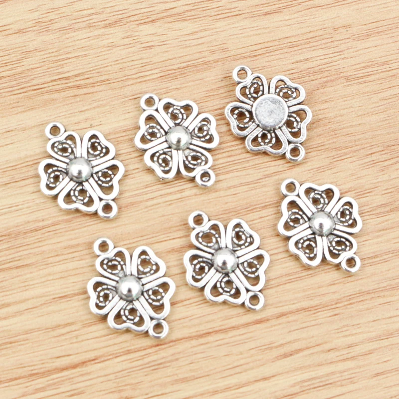 20pcs 21x15mm Antique Silver Plated Flower Style Connector Handmade Charms Pendant:DIY for bracelet necklace