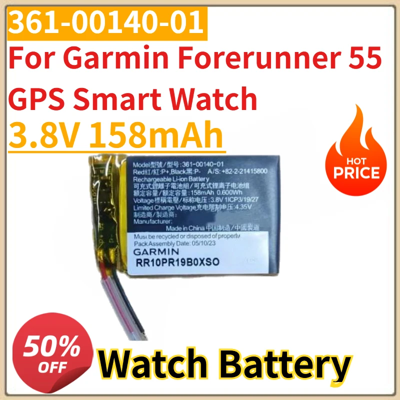 

High Quality New 3.8V 158mAh 361-00140-01 watch Battery For Garmin Forerunner 55 GPS Smart Watch Replacement Battery