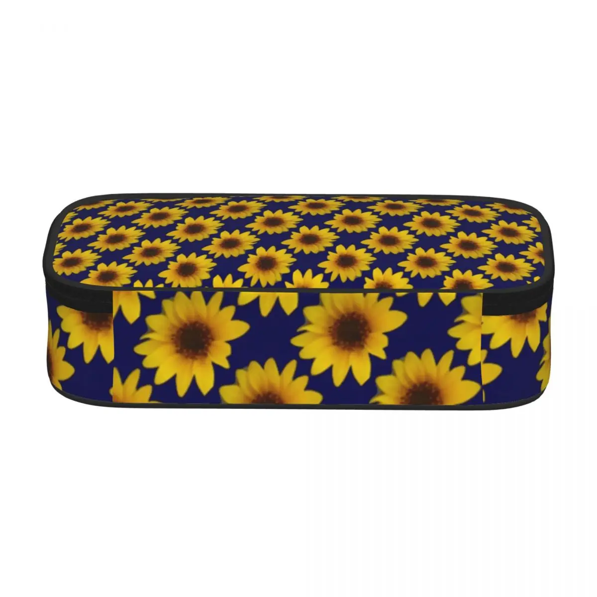 Cheerful Sunflower Pencil Case Bright Yellow Flower Big Cool Zipper Pencil Box Teenager Stationery Pen Organizer