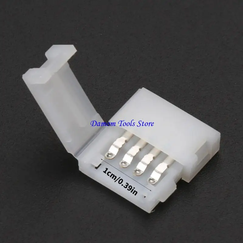 57BE Solderless Clip-on Coupler Connector 4 Pin 10mm For 5050 RGB LED Strip Light
