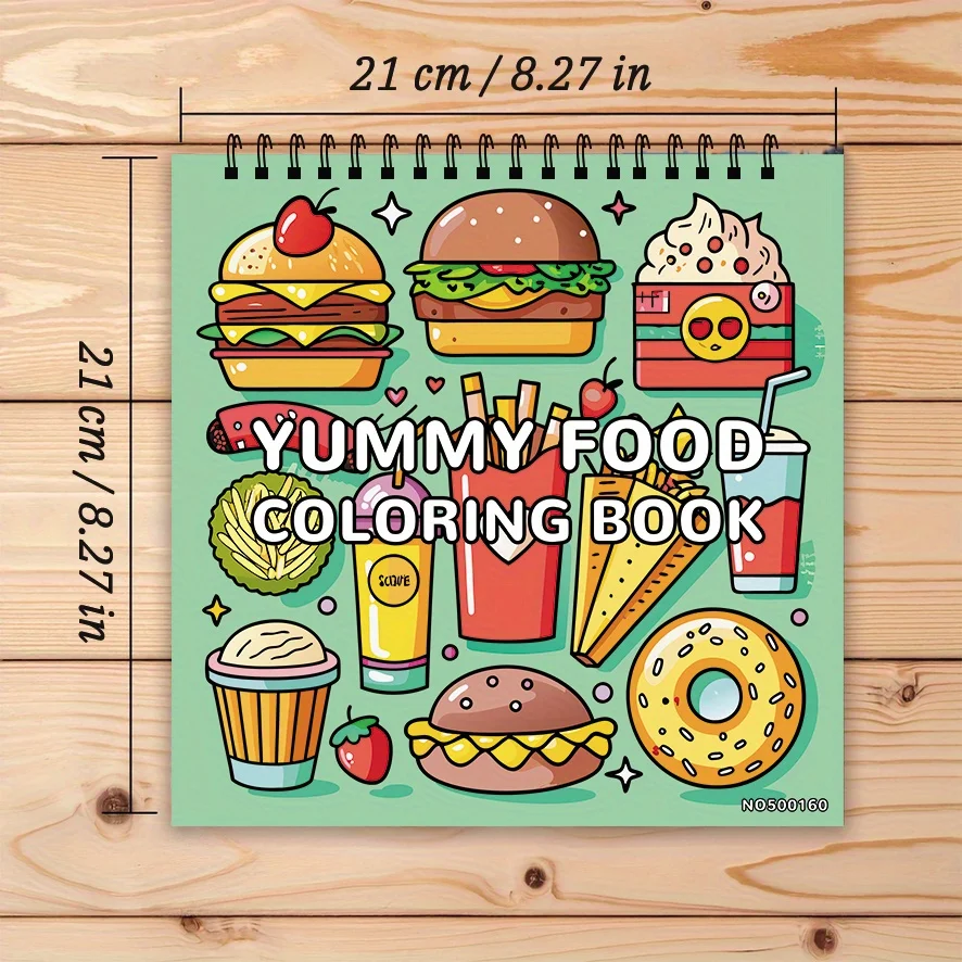 Cola Burger Food Coloring Book - 8.27 x 8.27 inches 32 pages coloring book - ideal gift for family or friends