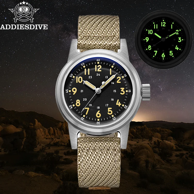 ADDIESDIVE New Man Watch 36mm NH35 Automatic Luxury Mechanical Watches Fashion Retro C3 Luminous 20Bar Waterproof Wristwatch