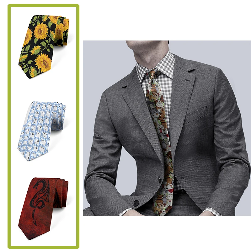 Corbata divertida con estampado de rana y girasol para hombre, corbata de personalidad de negocios a la moda, corbata informal de nailon de 8cm para fiesta y boda