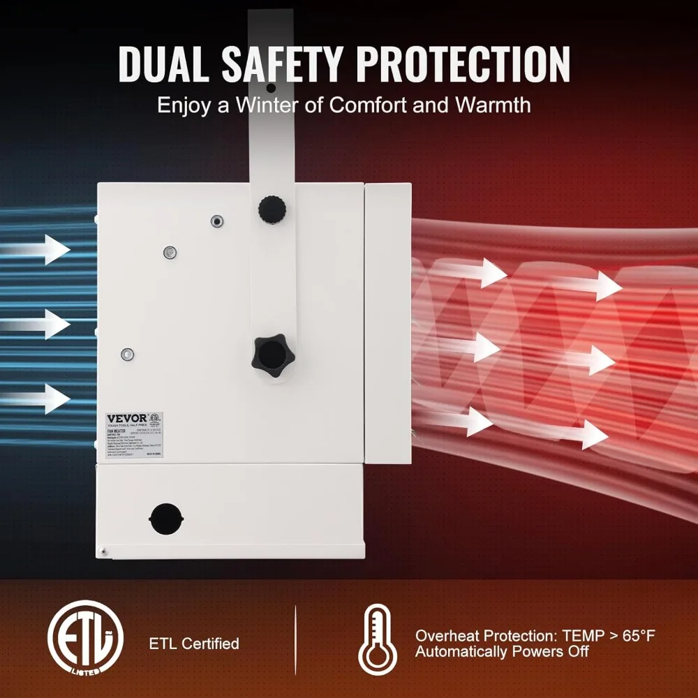 Digital 7500-Watt Electric Garage Heater with Fan-Forced Wall/Ceiling Mount, Remote Control, Overheat Protection, and Safety Fea