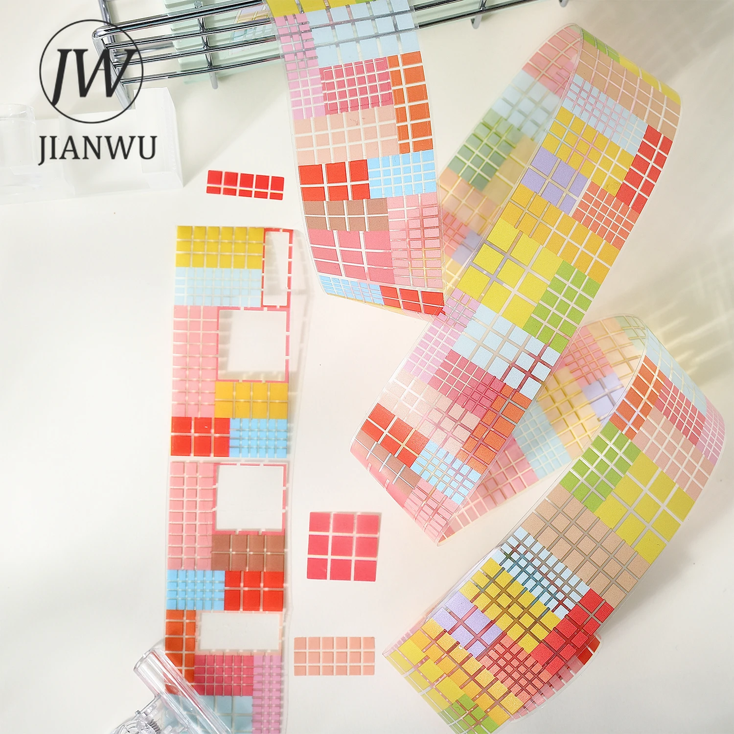 JIANWU Small Square Series Vintage Mosaic Gird Landscape Material Collage Scrapbooking PET Tape Creative DIY Journal Stationery
