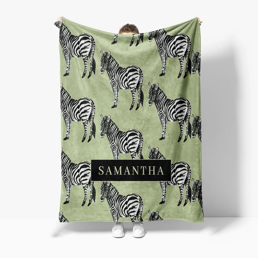 Zebra Print Fleece Blanket Soft Warm Throw Bed Sofa Cover for Kids Teens Girls Gift
