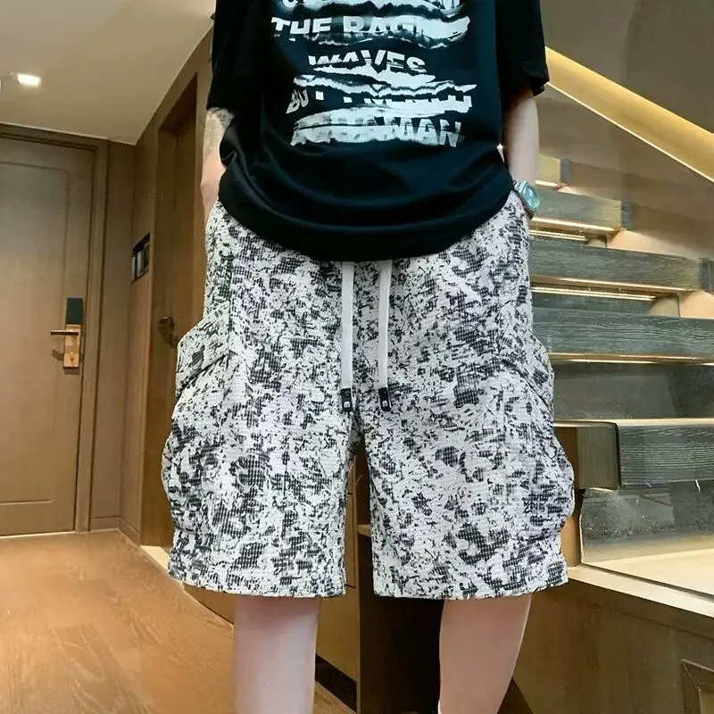 

Summer Casual Loose Men's Workwear orts Trendy Brand Outerwear Five-Quarter Length Versatile Korean Sle Breathable Polyester