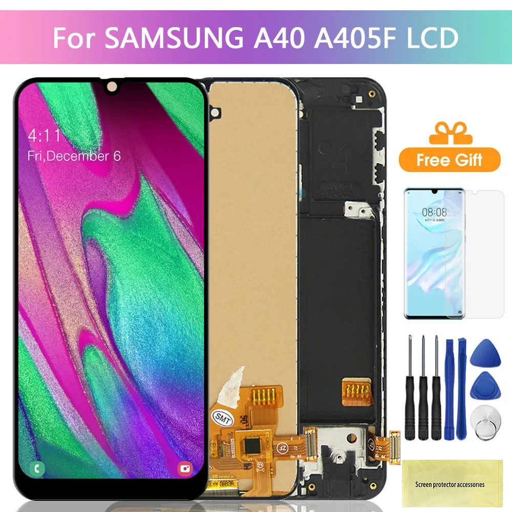 

TFT A40 Display Screen, for Samsung Galaxy A40 A405 A405F A405S LCD Display Digital Touch Screen with Frame Replacement