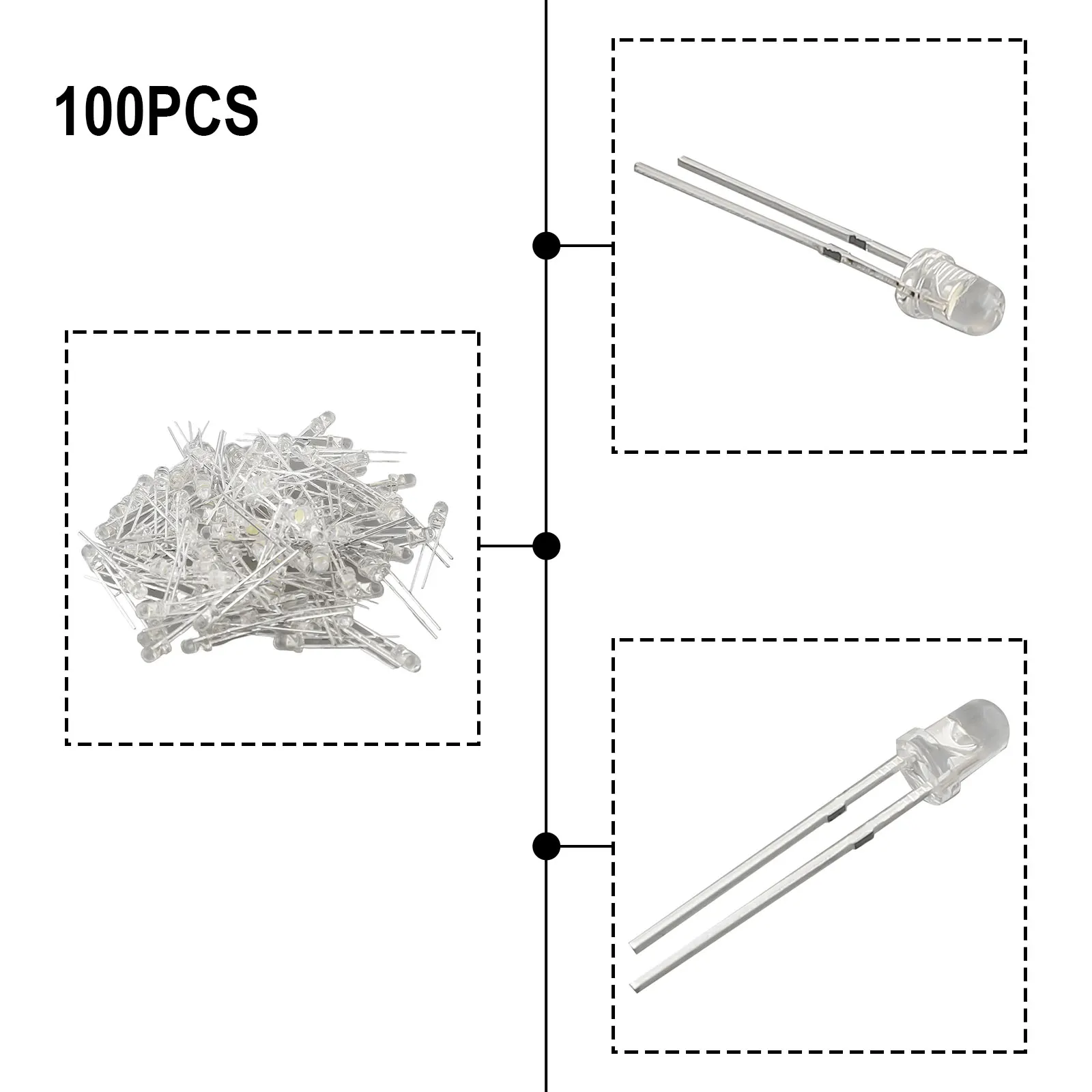 100pcs 2-3V LED Bulbs Emitting Diode Transparent Round 17mm Dome Super Bright LED Bulb Green Red White Yellow Blue