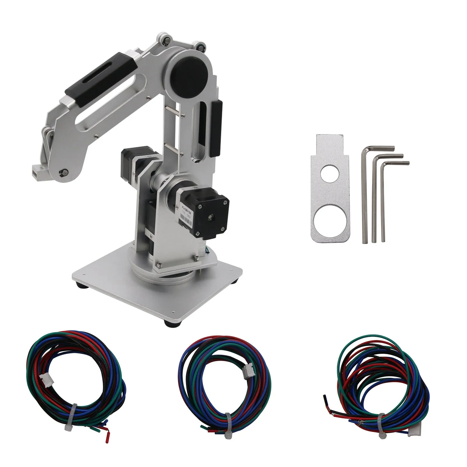 3 Axis Mechanical Arm 3 Degrees Of Freedom Mechanical Arm + 3pcs 42 Gear Motor Aluminum Alloy 6061 Silver