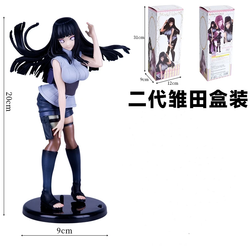 Nieuwe 20Cm Pop Model Uzumaki Naruto Anime Figuren 2e Generatie Lang Haar Hyuga Hinata Beeldjes Auto Decoratie Kinderen Speelgoed Geschenken