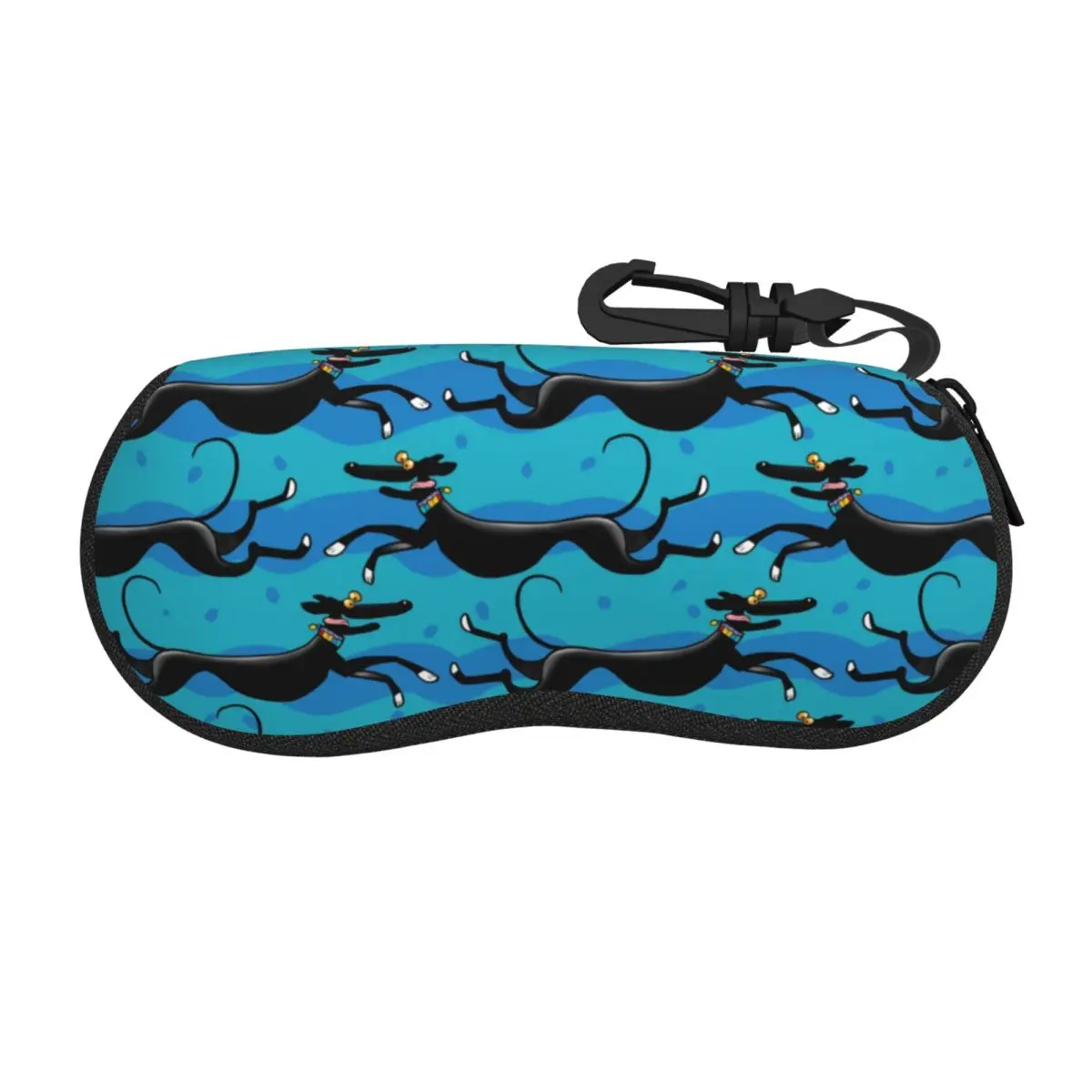 Custom Greyhound Blue Zoomies Pattern Sunglasses Soft Case Neoprene Zipper Shell Eyeglass Case Protective Box For Glasses