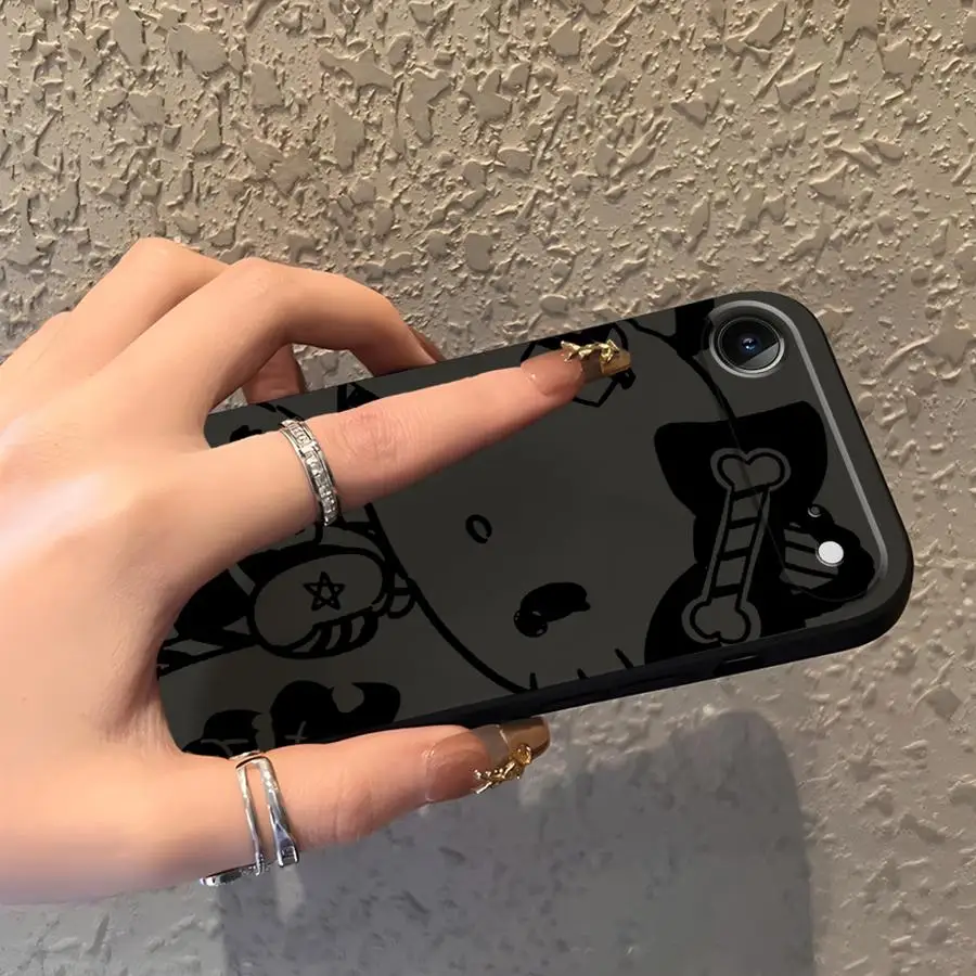 حافظة سانريو كول كورومي لهاتف آيفون 15 16 14 Plus 7 8 17Air XS Max XR 13 12 11 17 Pro غطاء هاتف ناعم أسود