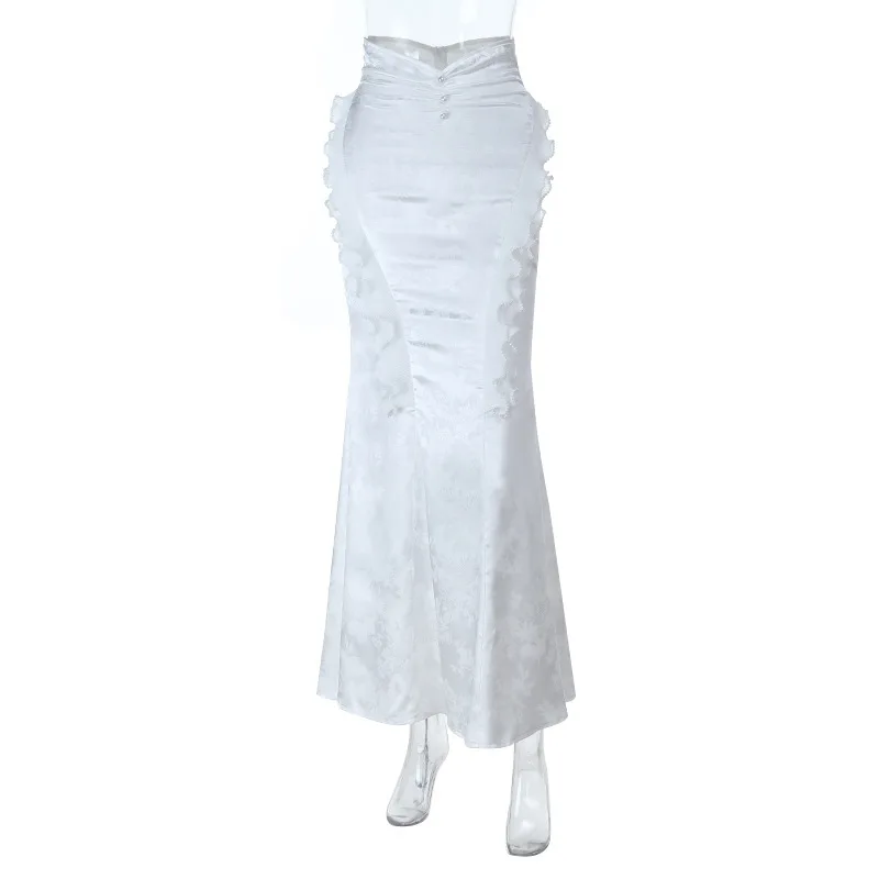 New Aesthetic Fairycore Grunge Mermaid Skirt Women Pastel Goth Lolita White Skirts Vintage Banquets Party Skirts