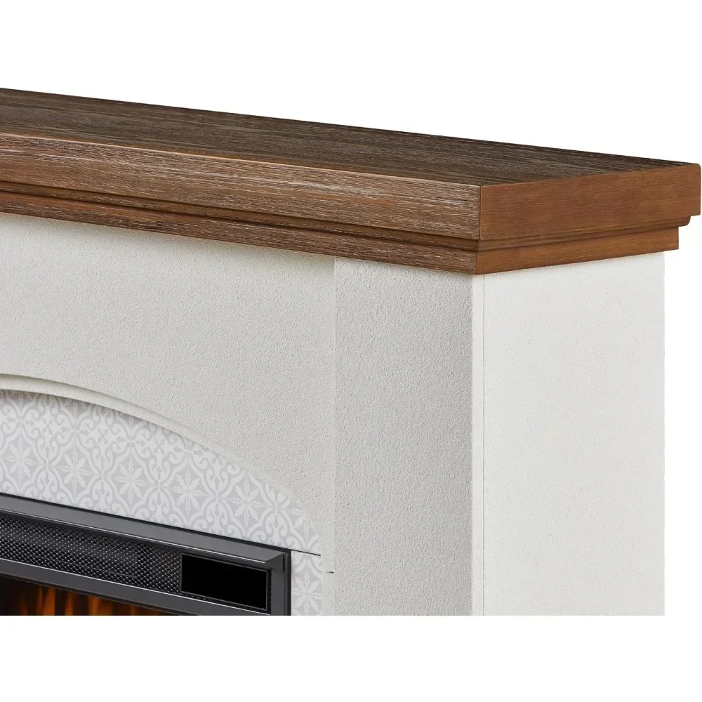 49 In Electric Fireplace with Mantel, Replaceable Fireplace Insert Heater, Realistic Log and Flame Effect, Remote Control, Timer